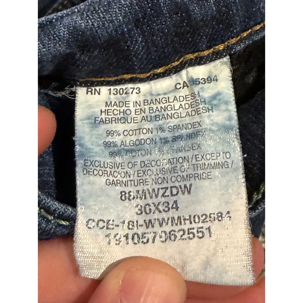 Wrangler Jeans Mens 30x34 Blue Retro Straight Leg Stretch Dark Wash 88MWZDW